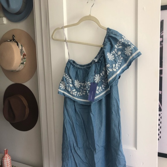 Rebecca Minkoff Light Blue One Shoulder Dress NEW - Picture 3 of 6